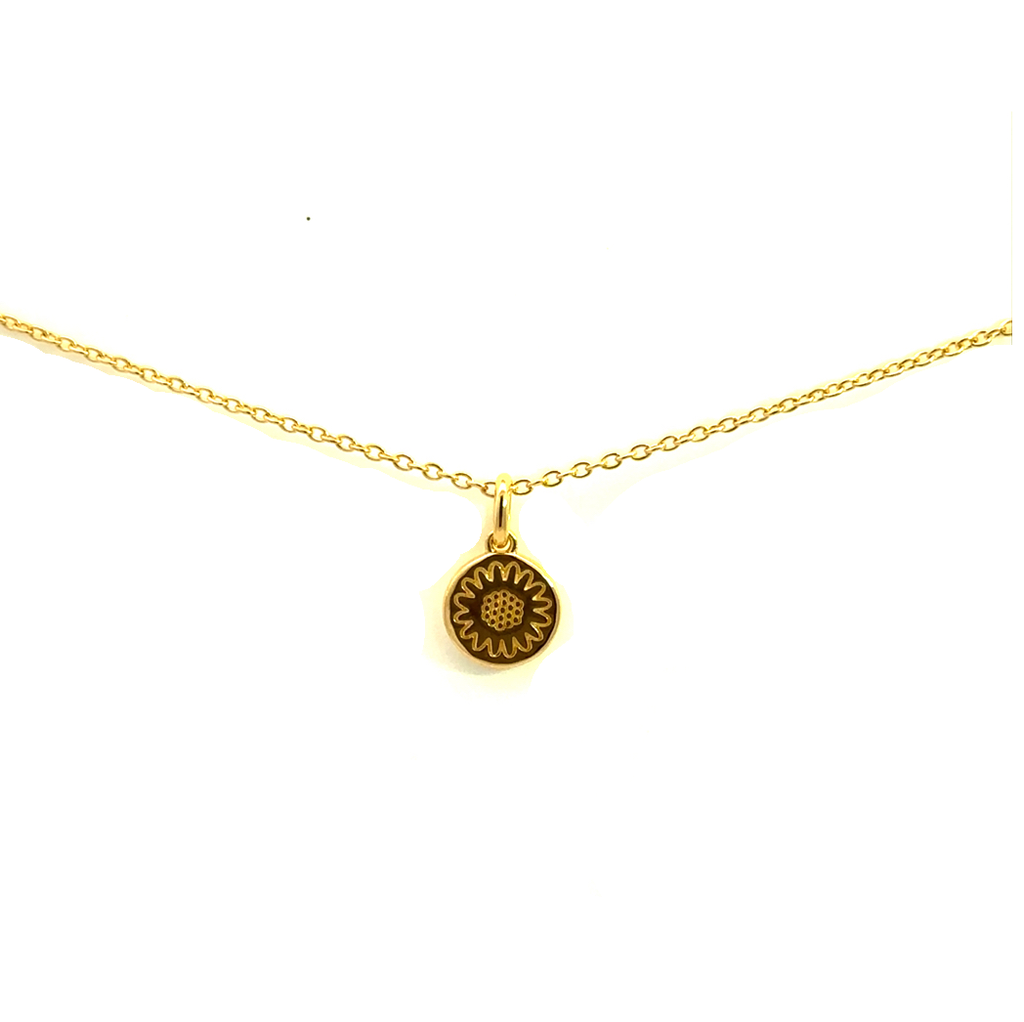 Petals "Faith" Sun Disc Necklace Silver Gold Plate