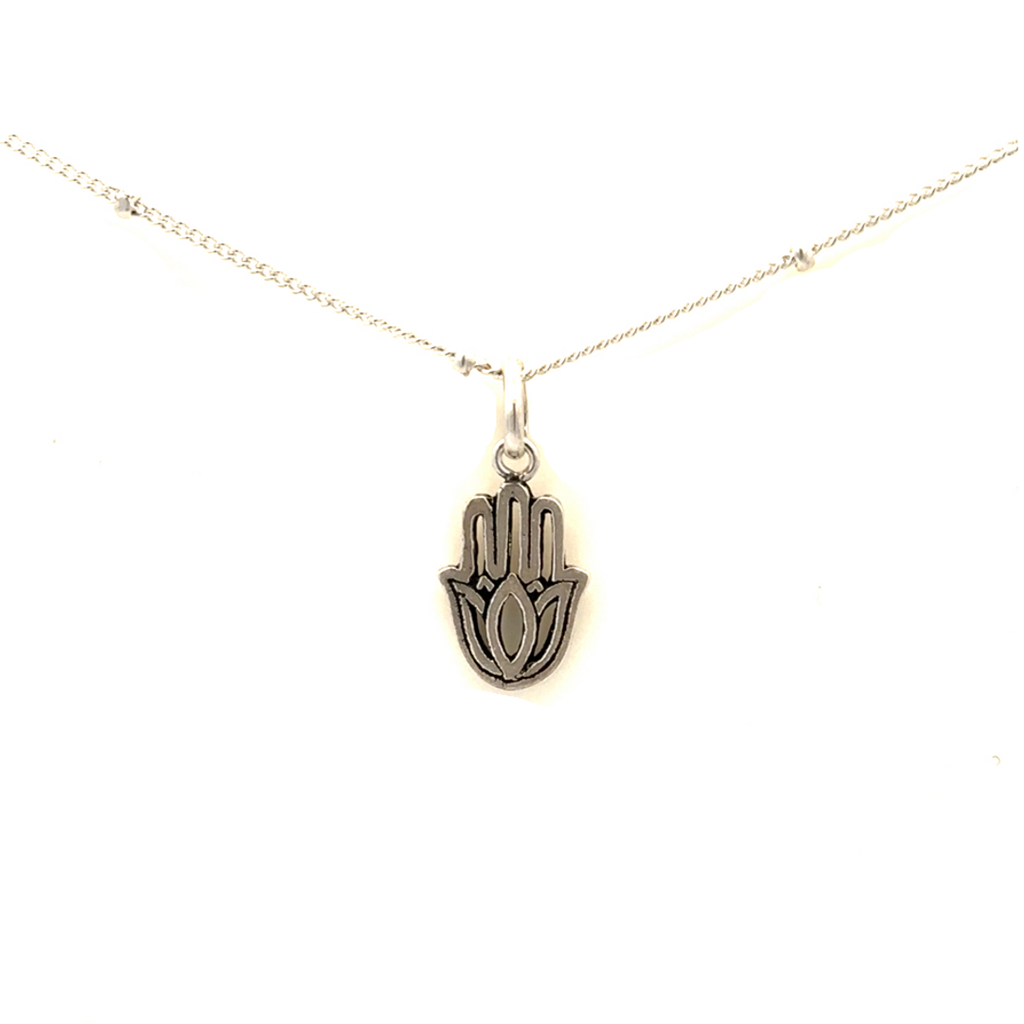 Petals Sterling Silver Mum Hamsa Hand Necklace
