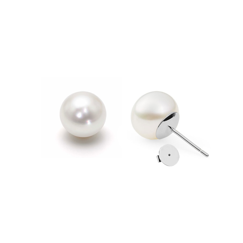 Pearl Stud Earrings | 14K White Gold Freshwater
