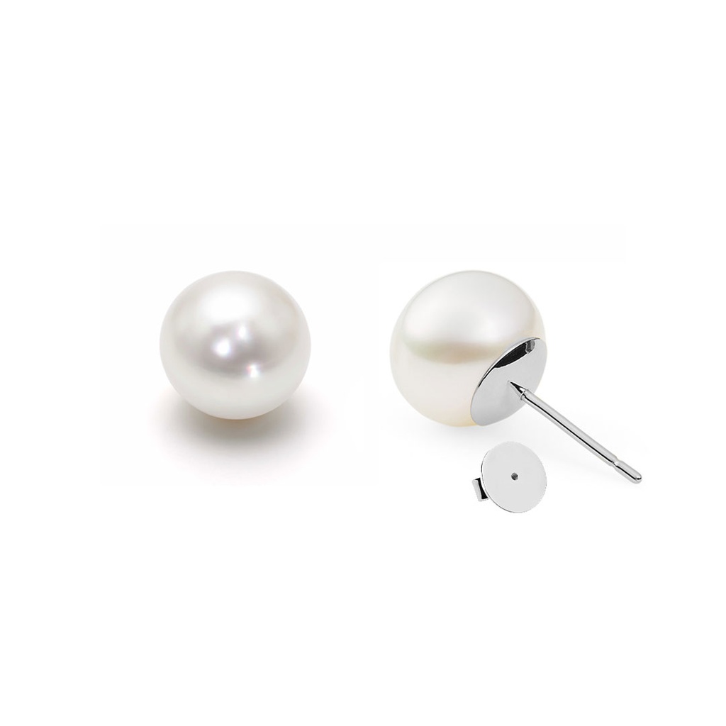 Pearl Stud Earrings | 14K White Gold Freshwater