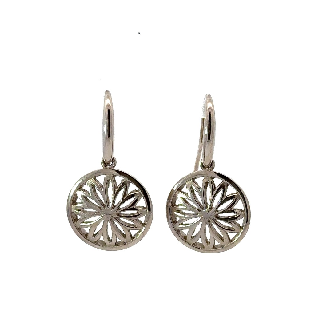 Pierced Disc Earrings In 9K White Gold