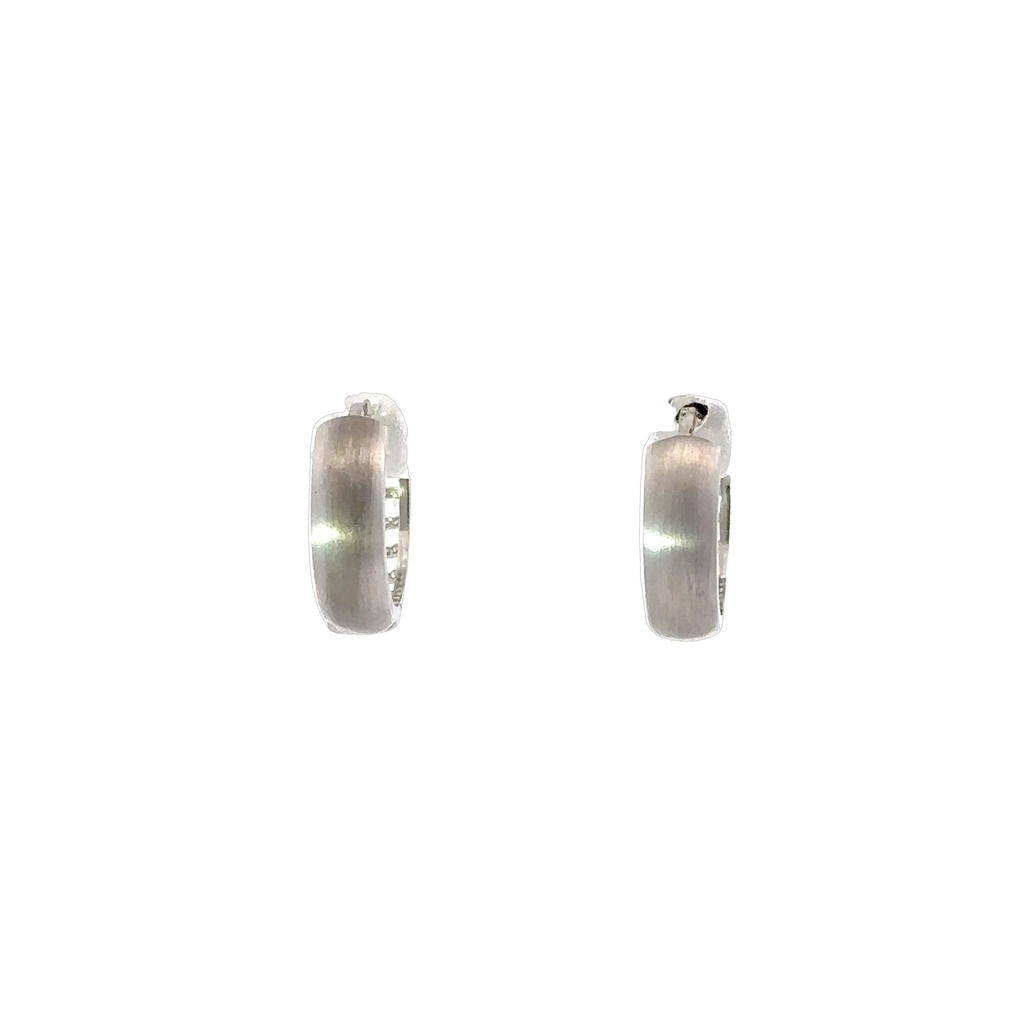 Huggie Hoops In 9K Brushed White Gold