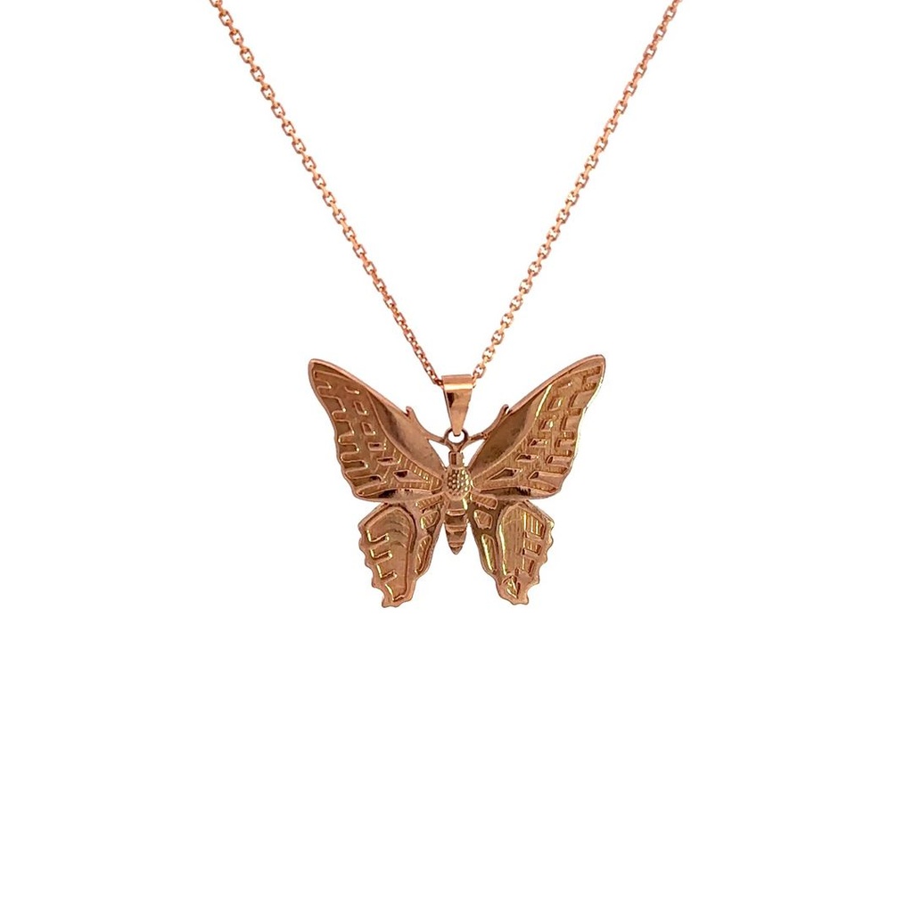 Bluebottle Butterfly Pendant In 9K Rose Gold