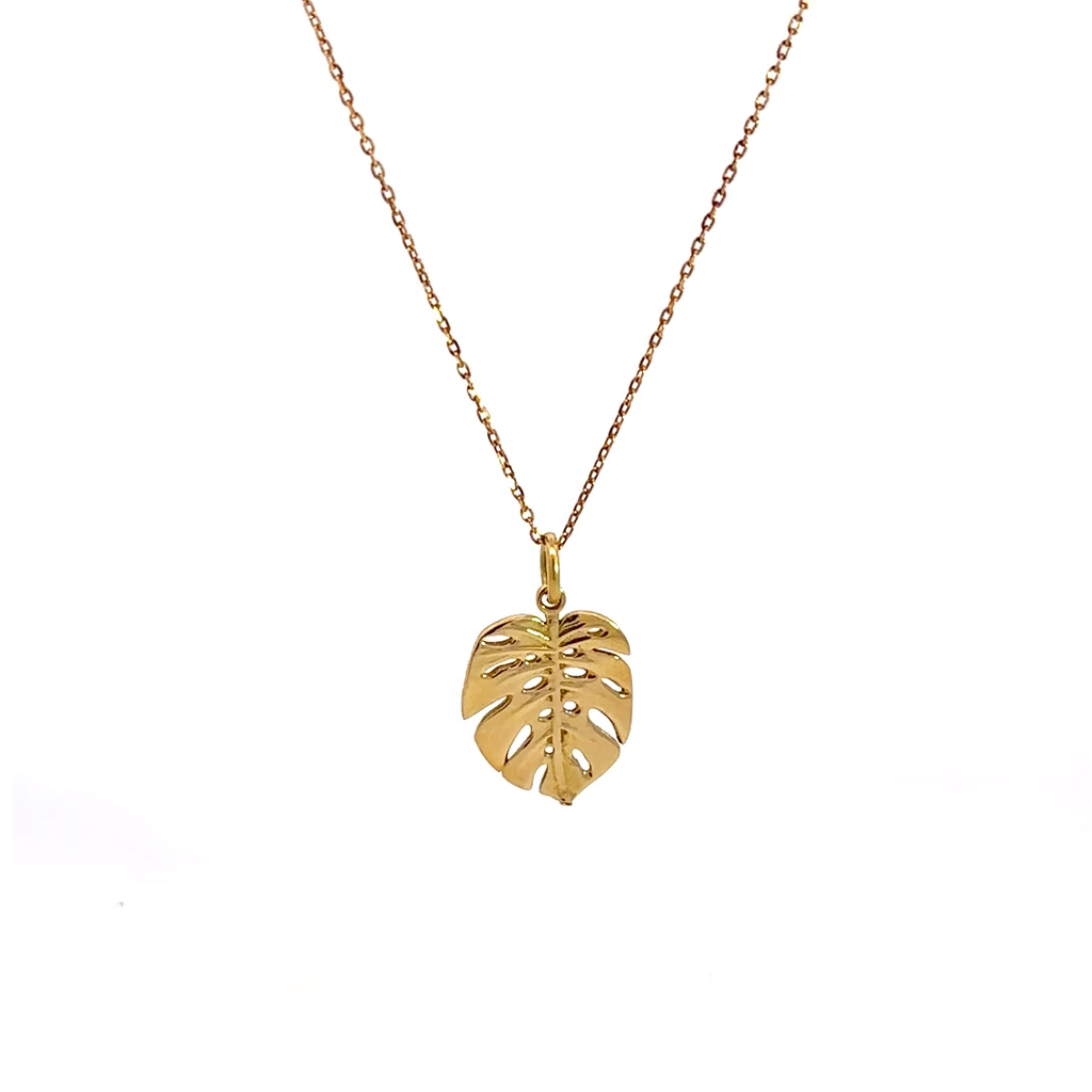 Monstera Leaf Pendant In 18K Yellow Gold