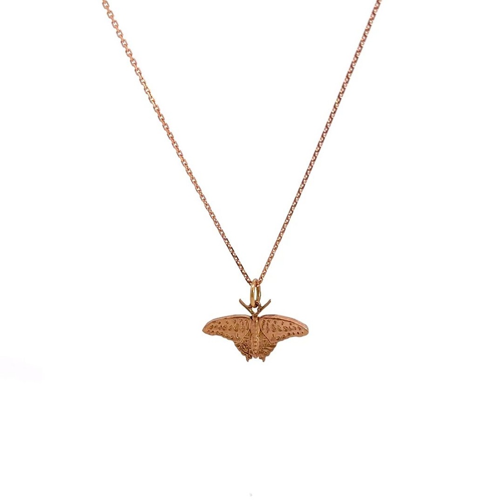 Green Triangle Butterfly Pendant 9K Rose Gold
