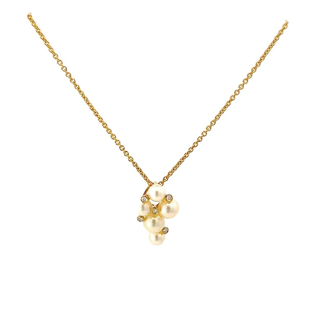 Akoya Pearl Pendant With Diamonds 18K Gold