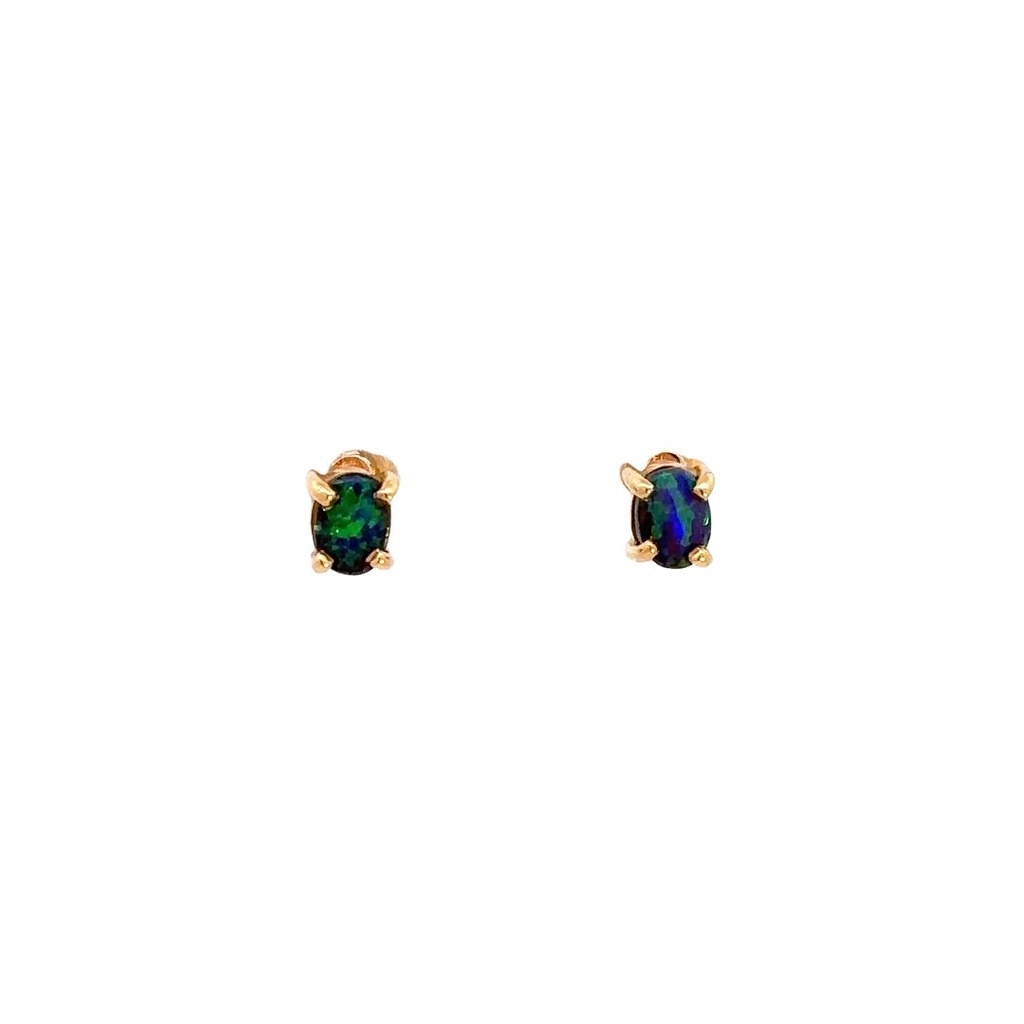 Solid Boulder Opal Stud Earrings In 18K