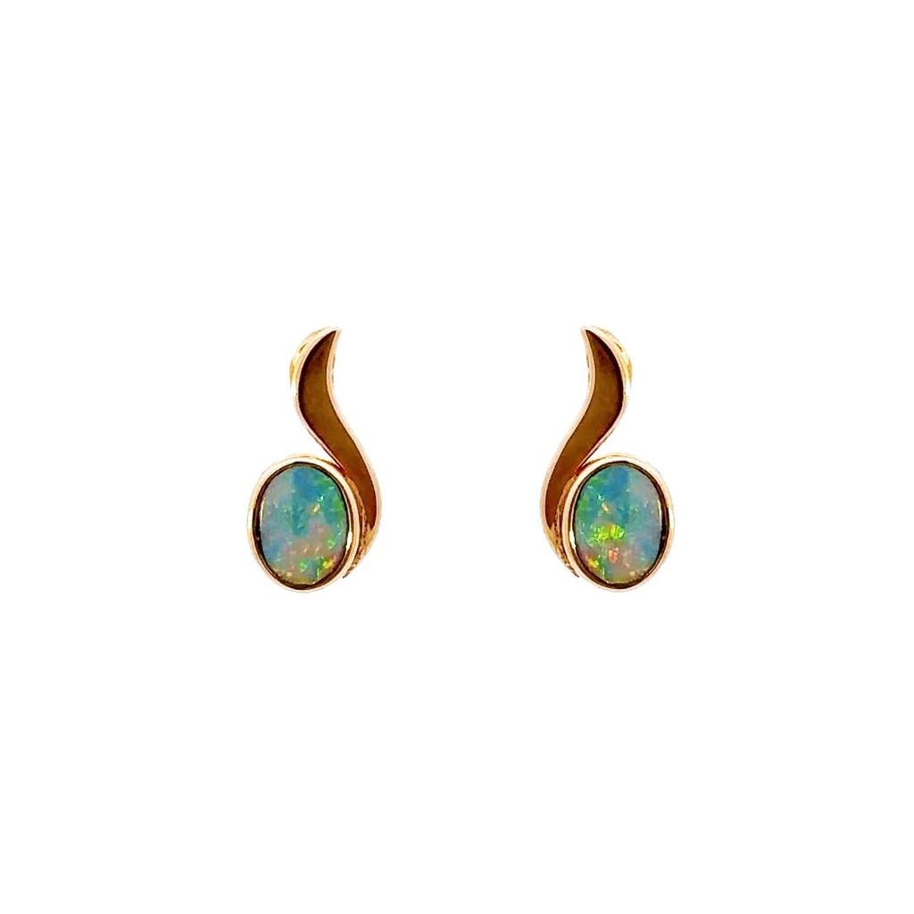Australian Doublet Opal Earrings | 9K Gold