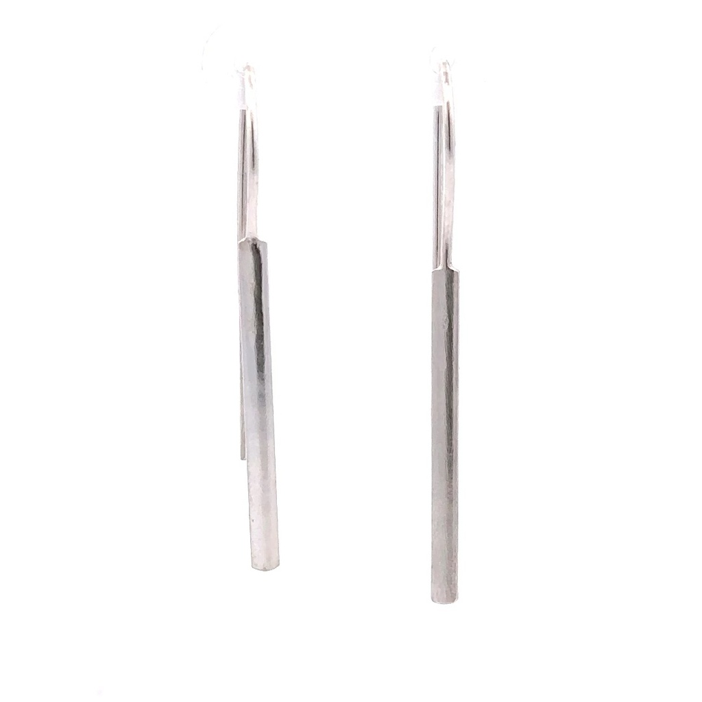 Long rectangular satin bar drop earring