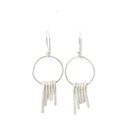 Drop Circle Tassel Earrings In Sterling Silver