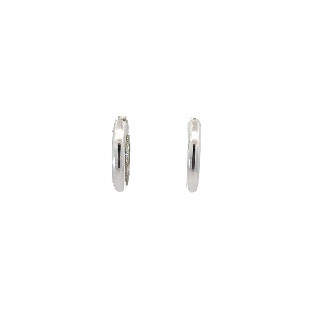 Huggie Earrings In 9K White Gold Slightly Rounded