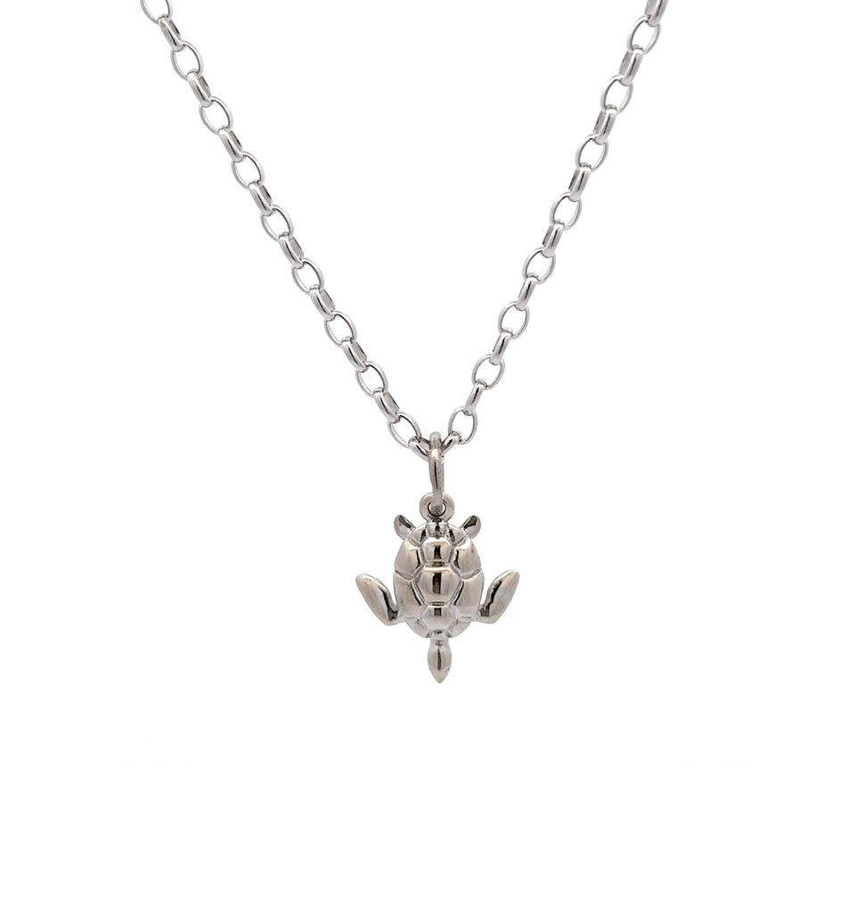 Turtle Pendant In 18K White Gold