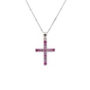 Pink Sapphire Cross In 18K