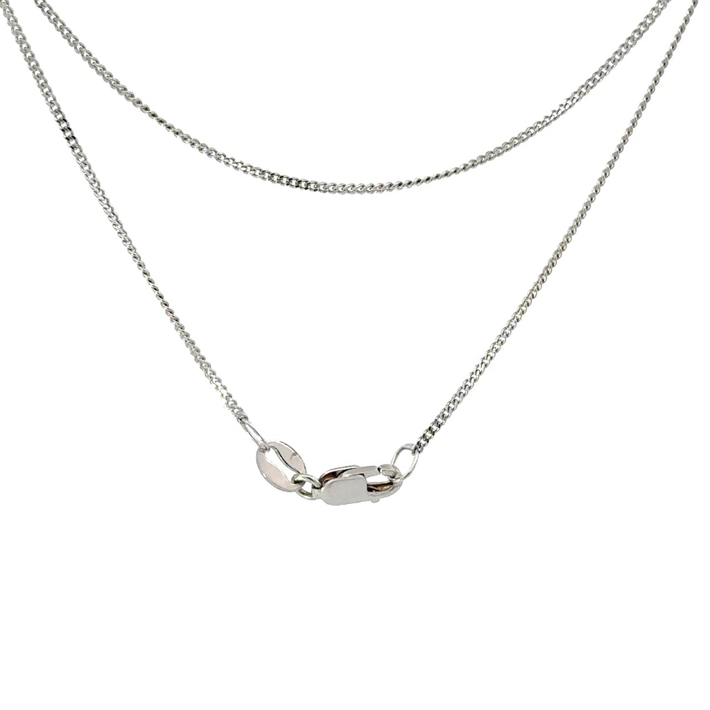 Curb Necklace In 9K White Gold 40cm