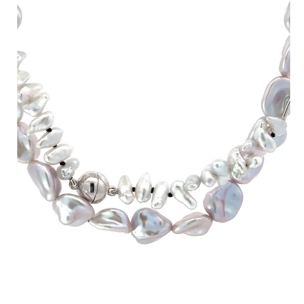 Keshi Pearl & 9K White Gold Necklace