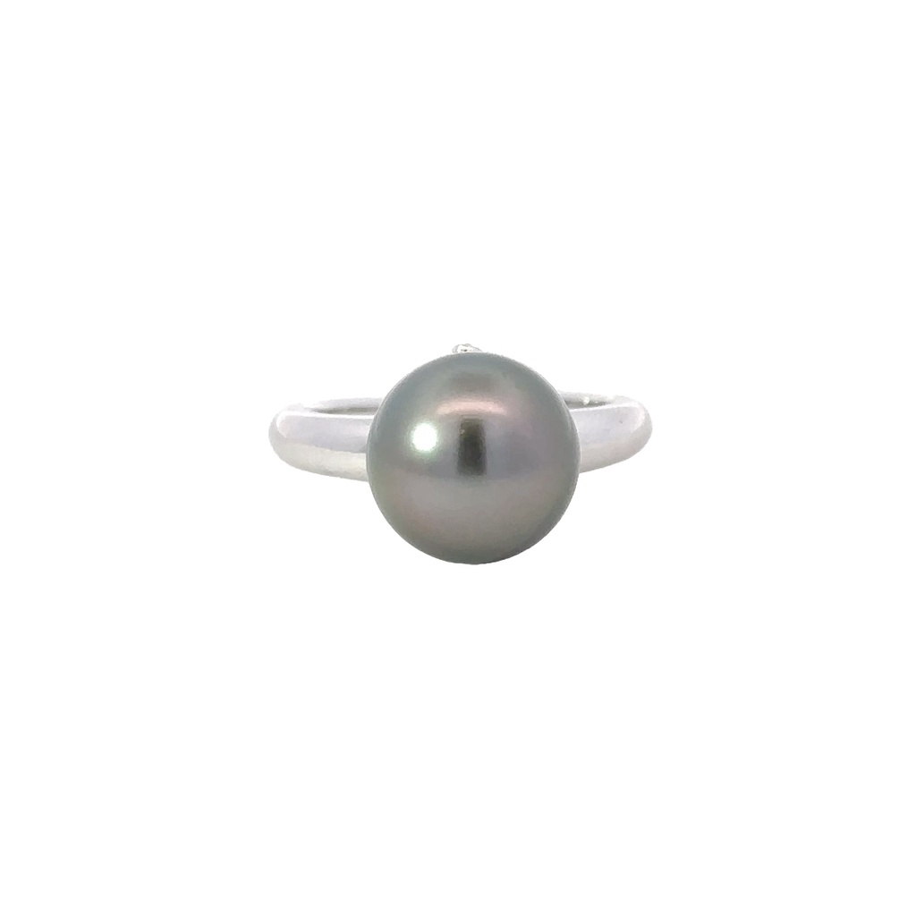 Tahitian Pearl & Diamond Ring In 18K