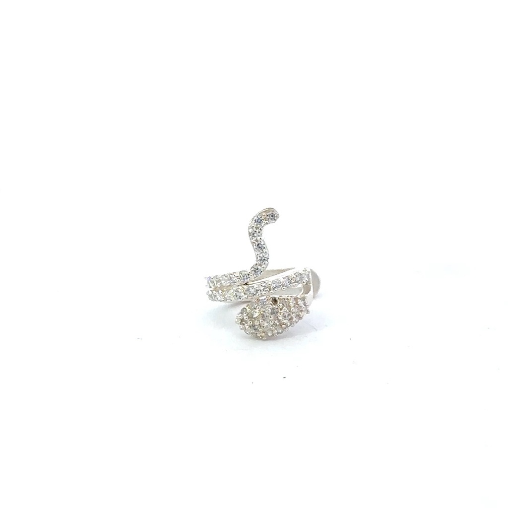 Cubic Set Snake Ear Cuff In Sterling Silver