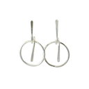 Looped Wire With Circle Silver Earrings