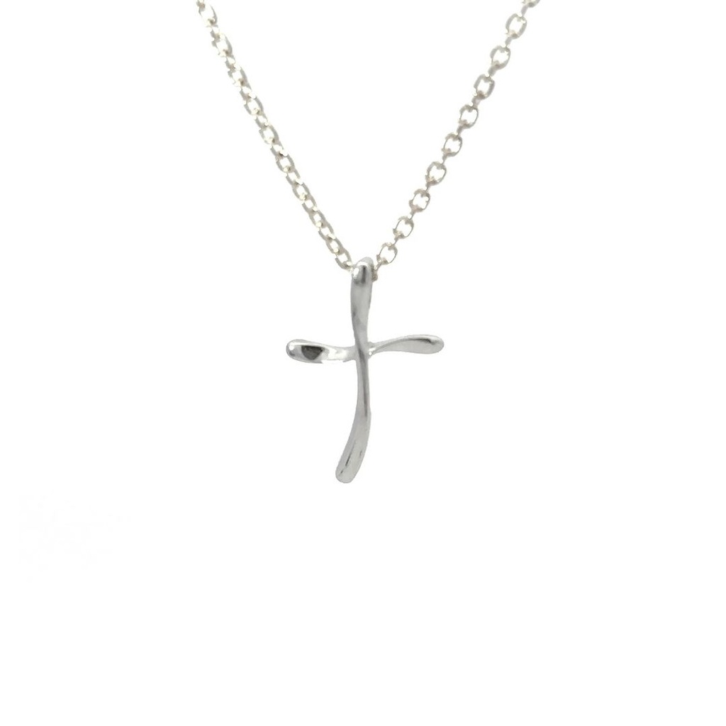 Organic Cross Pendant In Sterling Silver