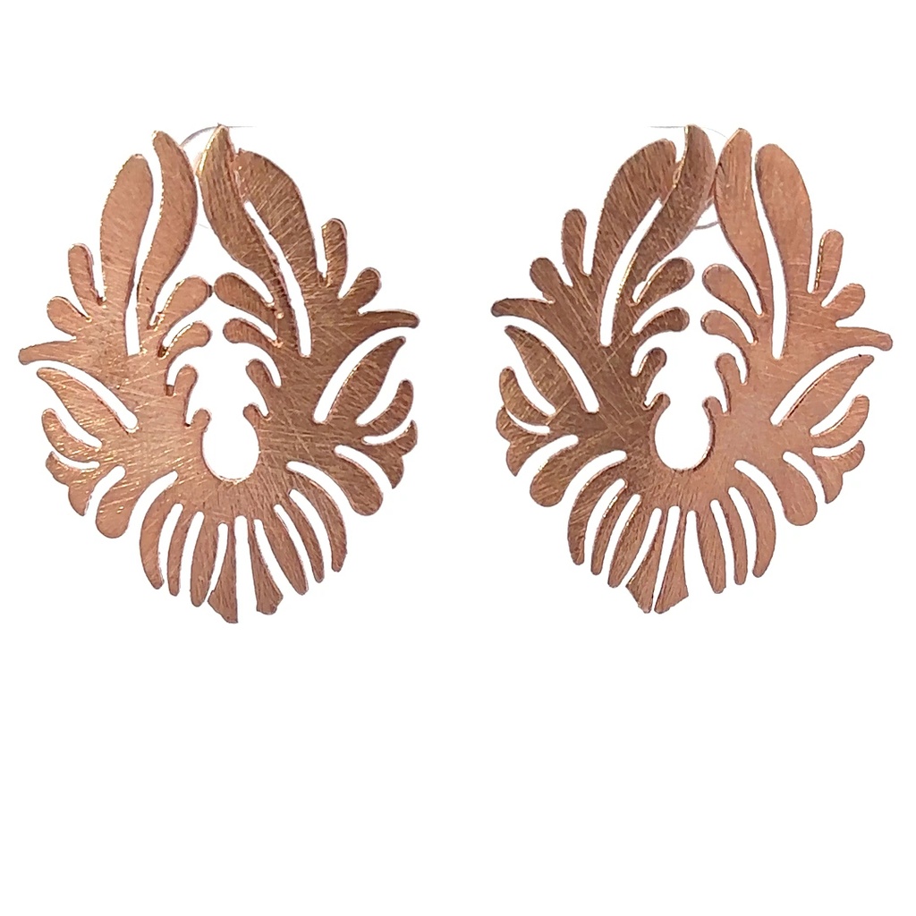 Rose Gold Plated Brass Earrings Ornate Design