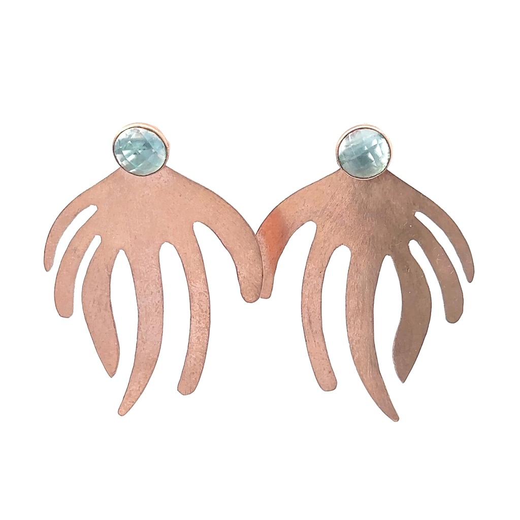 Brass Topaz Earrings | Rose Gold Plated