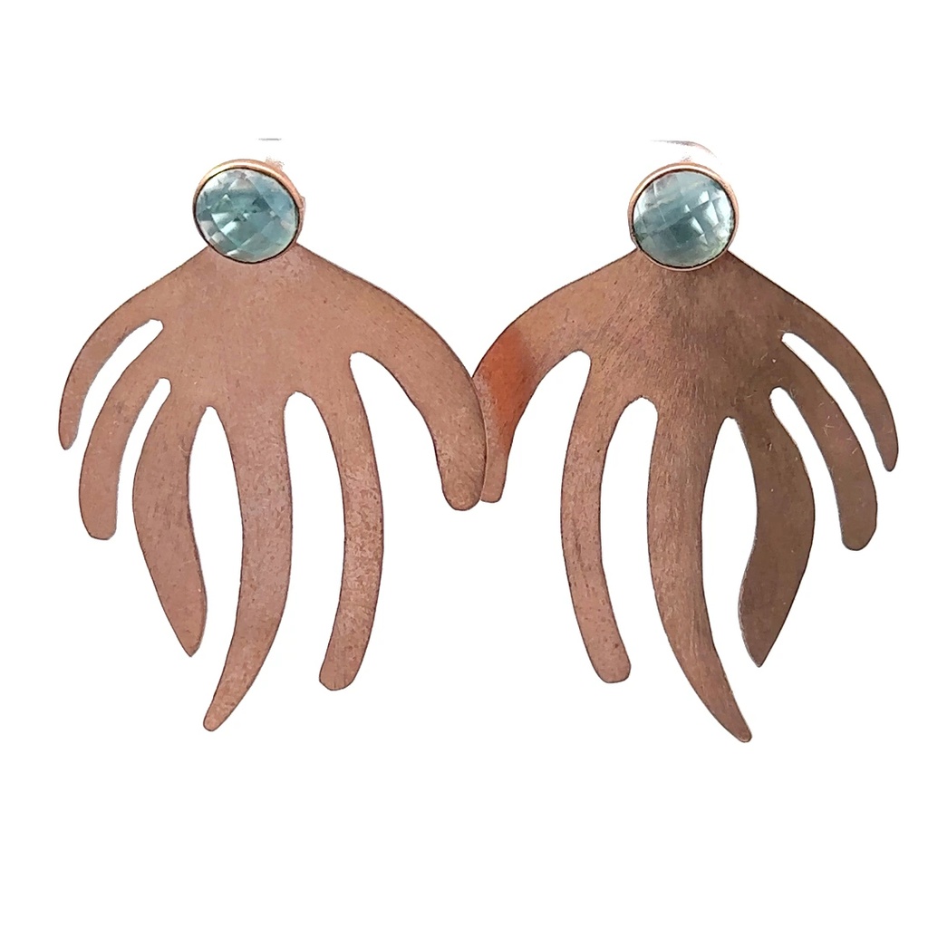 Rose Gold Plated Brass Earrings With Detachable Topaz
