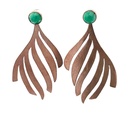 Rose Gold Plate Earrings With Detachable Green Agate Stud