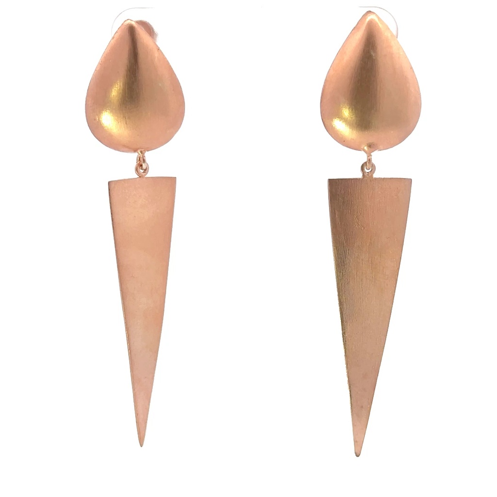 Rose Gold Plate Brass Earrings 7cm Drop