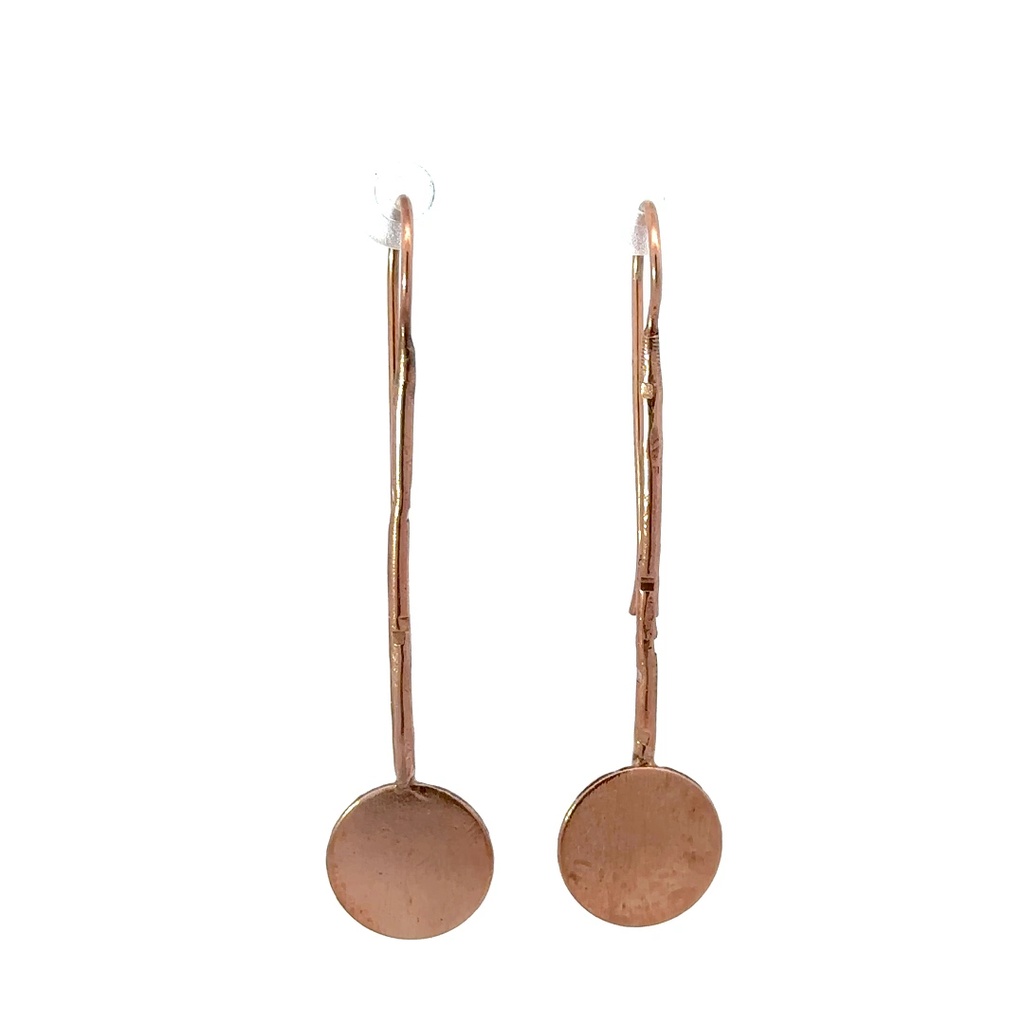 Rose Gold Plated Disc On A Long Drop Earrings
