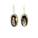Smoky Quartz Earrings In Sterling Silver Settings 35x13mm