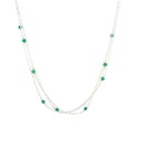 Three Strand Silver Necklace With Dyed Green Agate