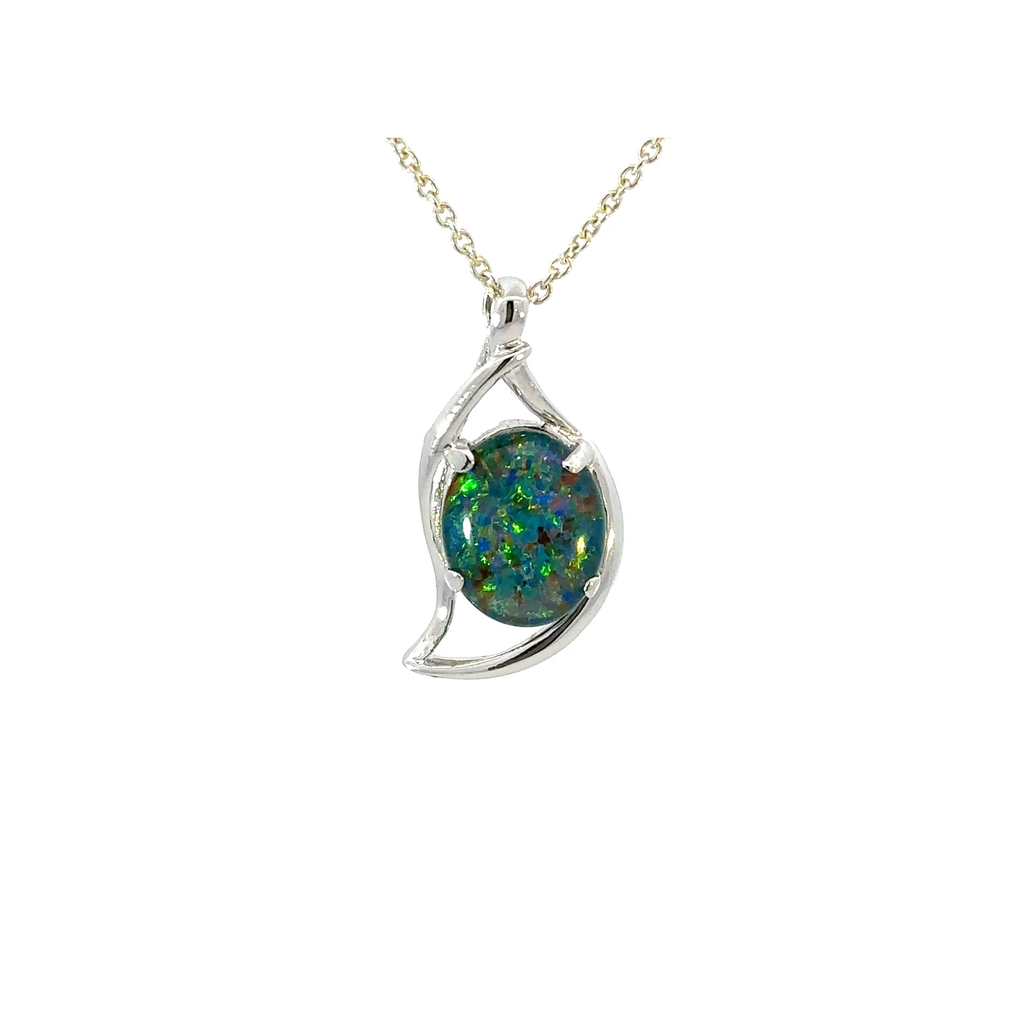 Australian Triplet Opal Pendant In Sterling Silver