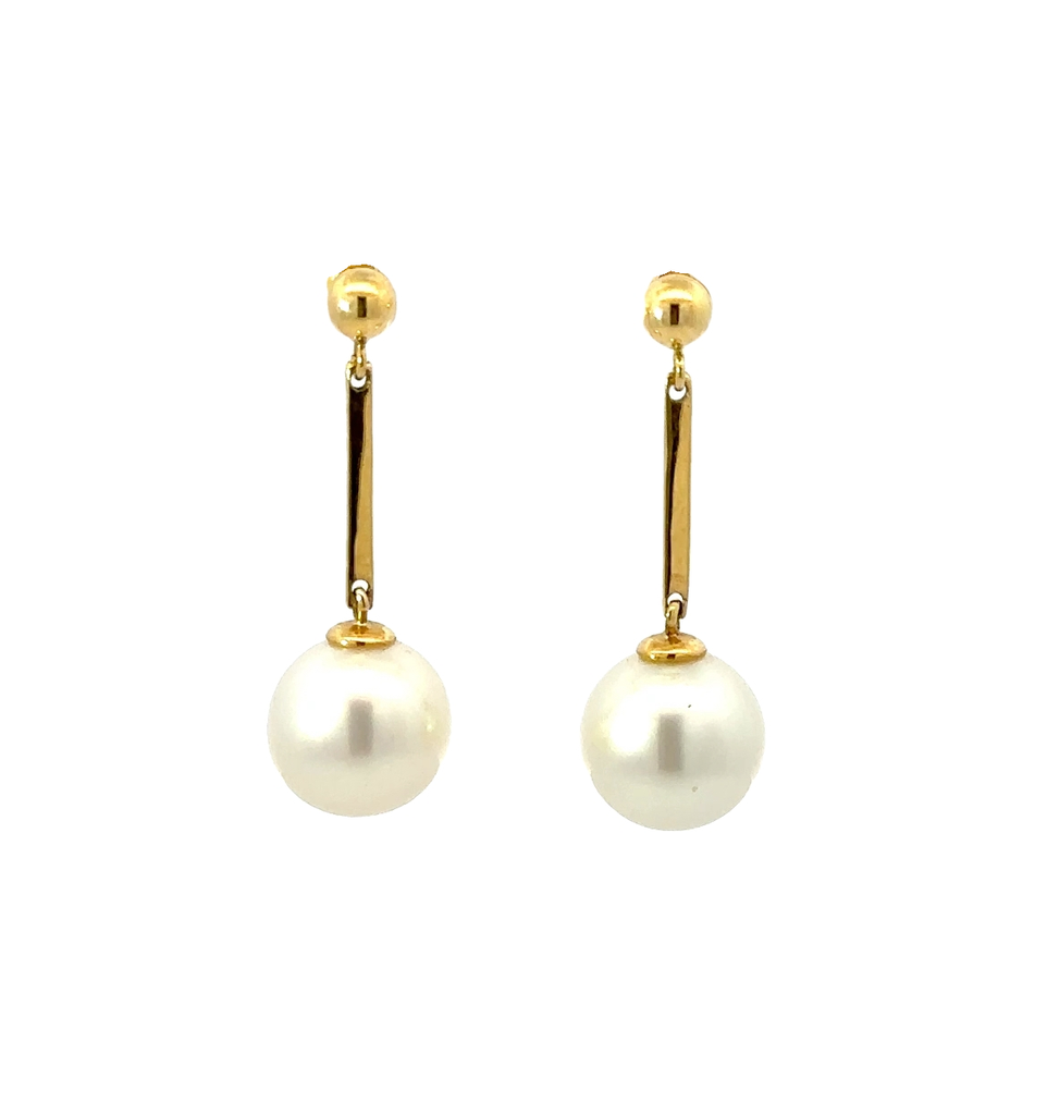 South Sea Pearls Dropping From A Ball Stud And Bar