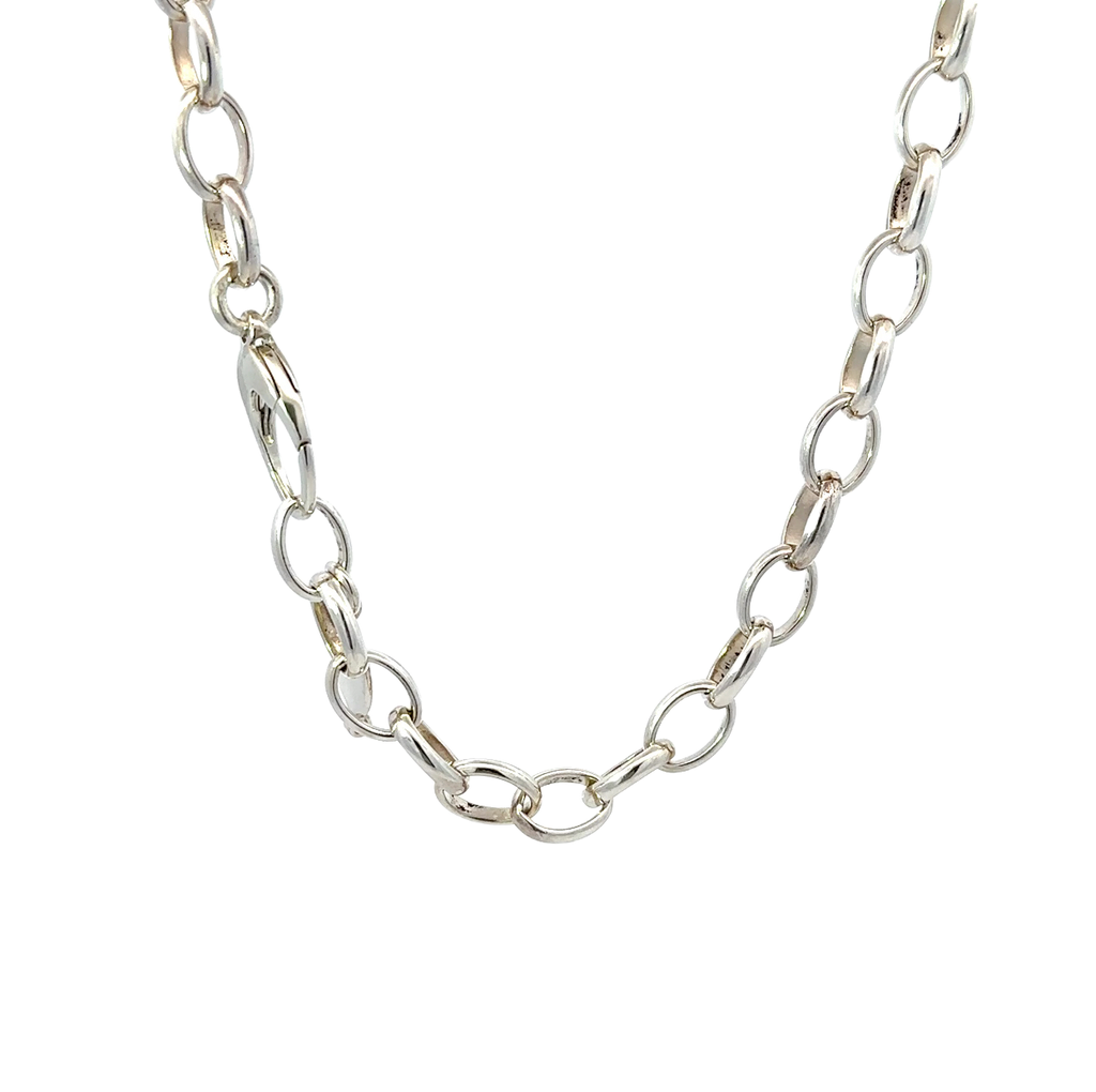 Oval Belchor Chain In Sterling Silver Necklace 42cm