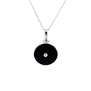 Onyx And Cubic Zirconia Pendant In Sterling Silver