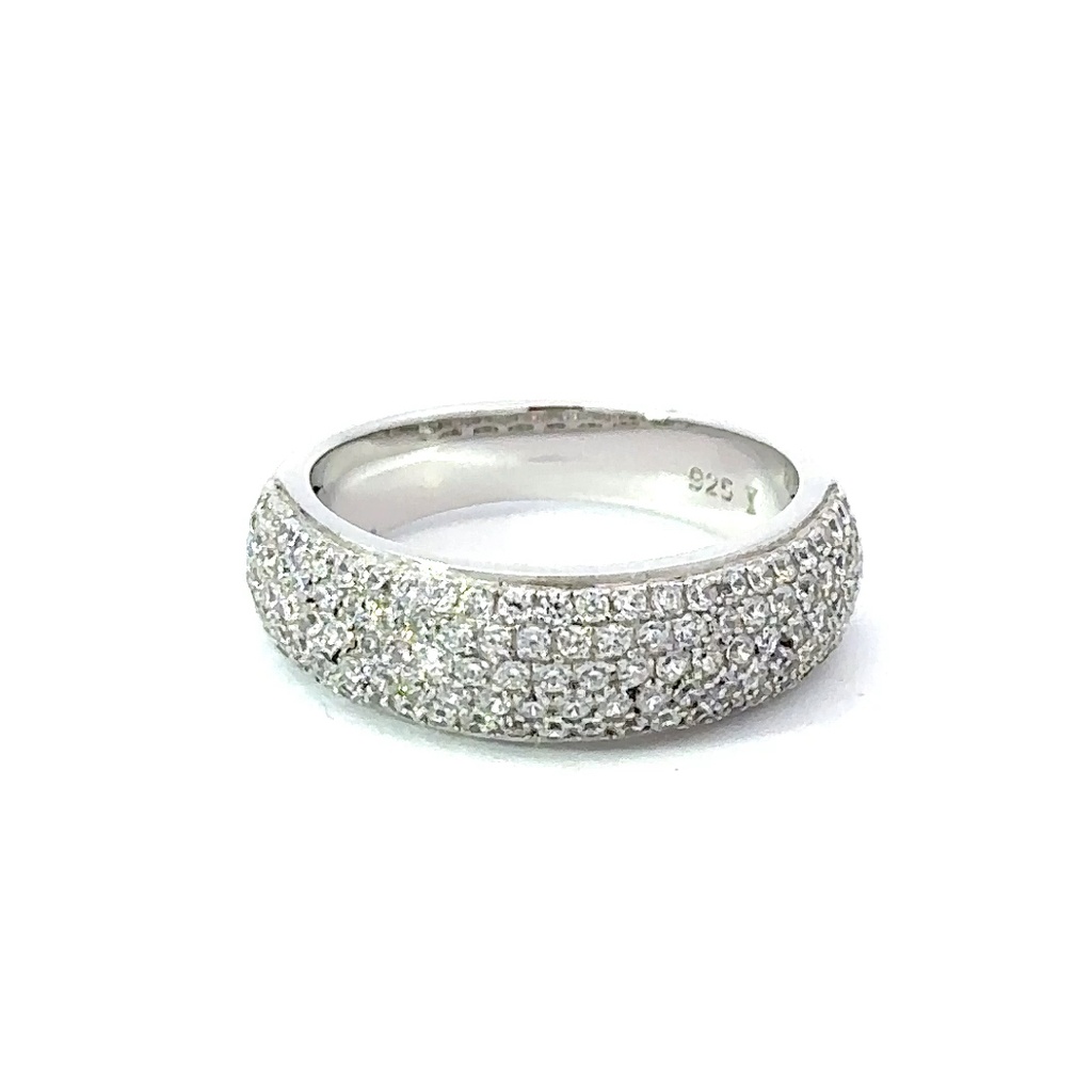 Pave Set Cubic Zirconia Ring In Sterling Silver