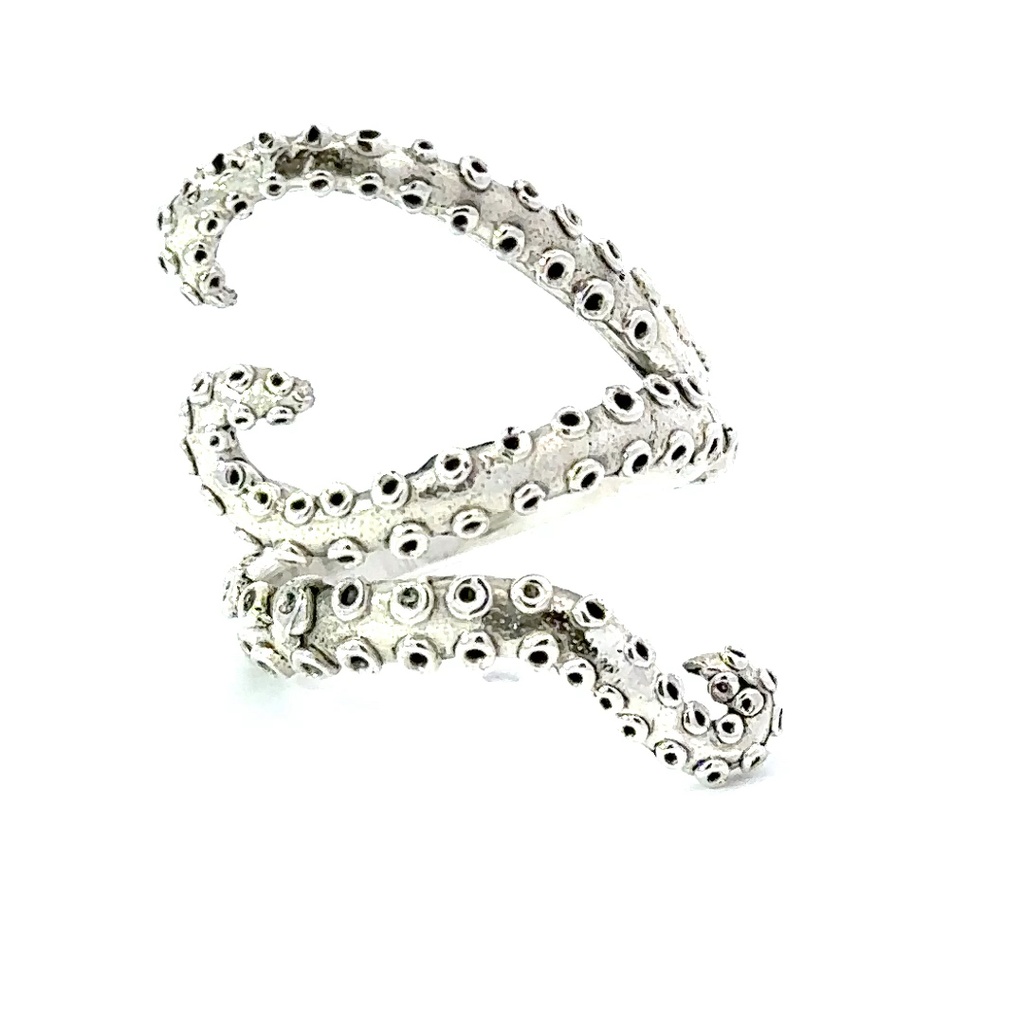 Octopus Tentacle Ring In Sterling Silver