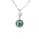 Tahitian Pearl Pendant With Squiggle Detail In Sterling Silver