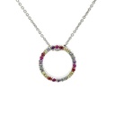 Sterling Silver Cubic Zirconia Rainbow Necklace