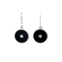 Onyx And Cubic Zirconia Earrings In Sterling Silver
