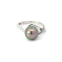 Tahitian Pearl Silver Ring With A Twist!