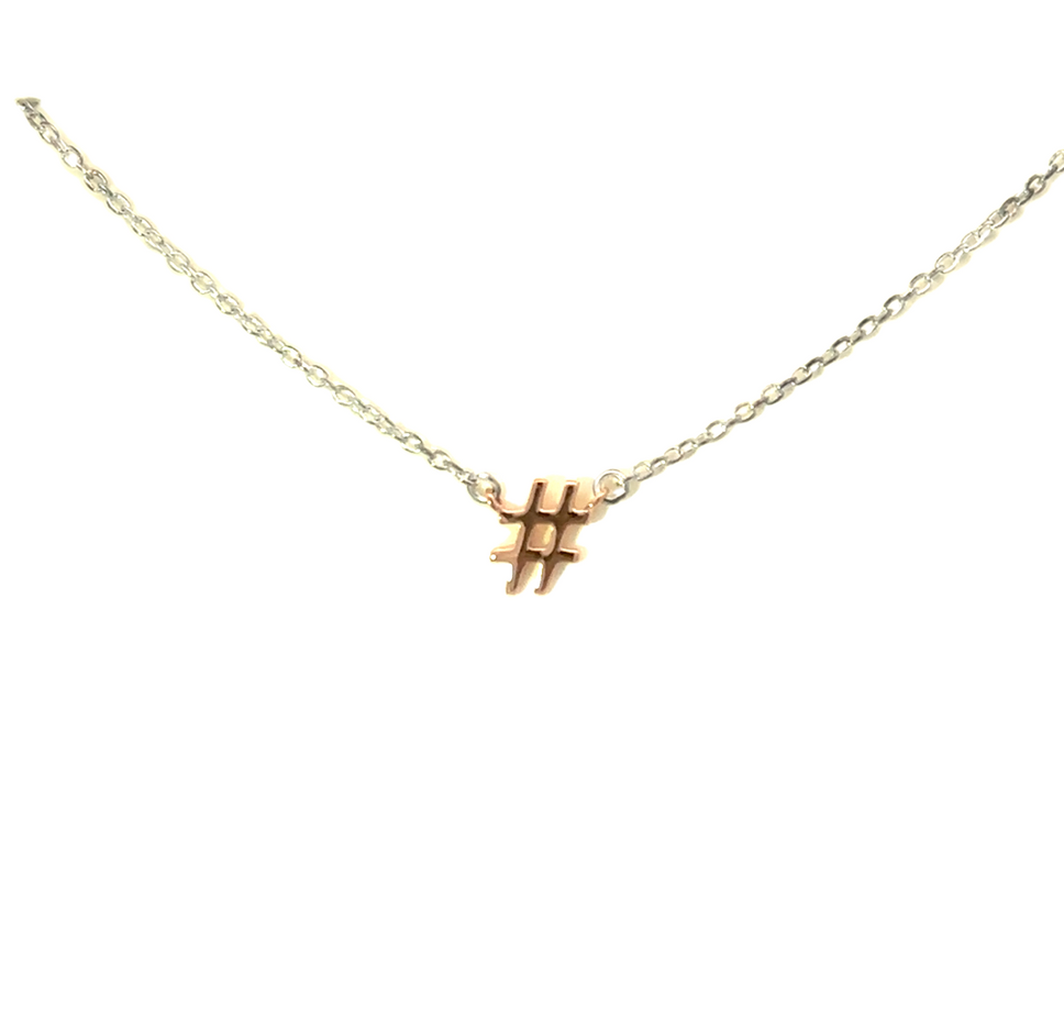 Petals Plated Hashtag # "influencer" Silver Necklace