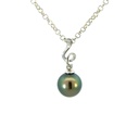 Tahitian Pearl Pendant | Swirl Bail In Sterling Silver