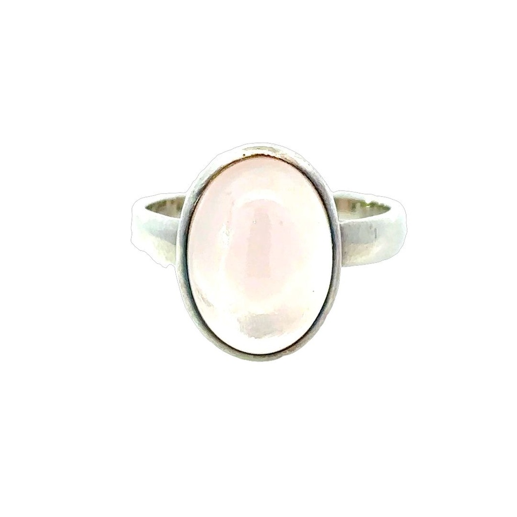 Rose Quartz Cabochon Ring In Sterling Silver