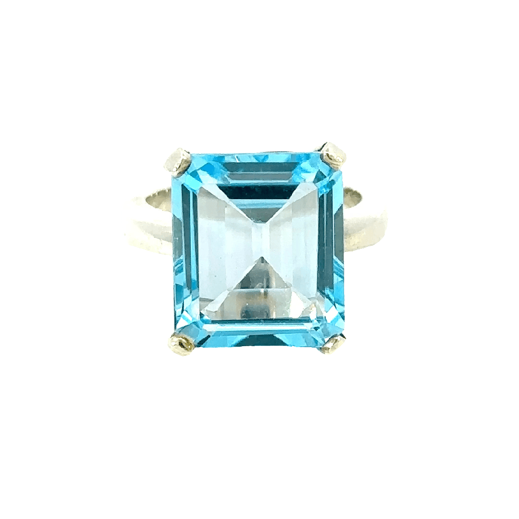 Blue Topaz Gemstone Ring In Sterling Silver