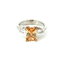 Ring | Sterling Silver With Apricot Cubic Zirconia