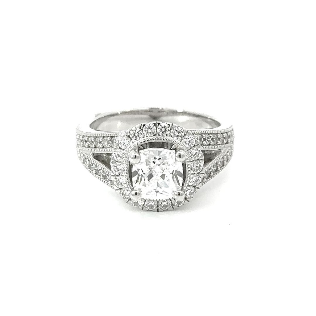 Cubic Zirconia Ring With Halo In Sterling Silver