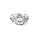 Cubic Zirconia Ring In Silver With CZ Halo & Band