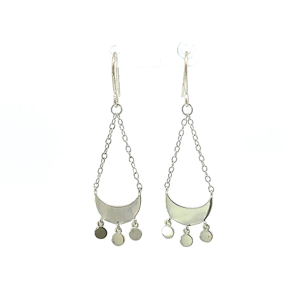 Half Moon Drop Earrings With Dot Dangles