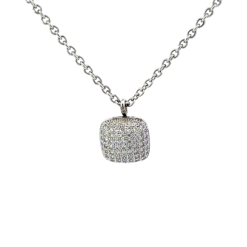 Pave Cubic Zirconia Pendant In Silver